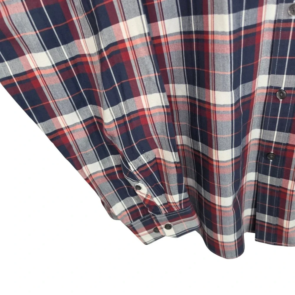 Van Heusen Dress Shirt Mens 18-18.5 XXL 2XL Blue Plaid Button Classic Fit Career